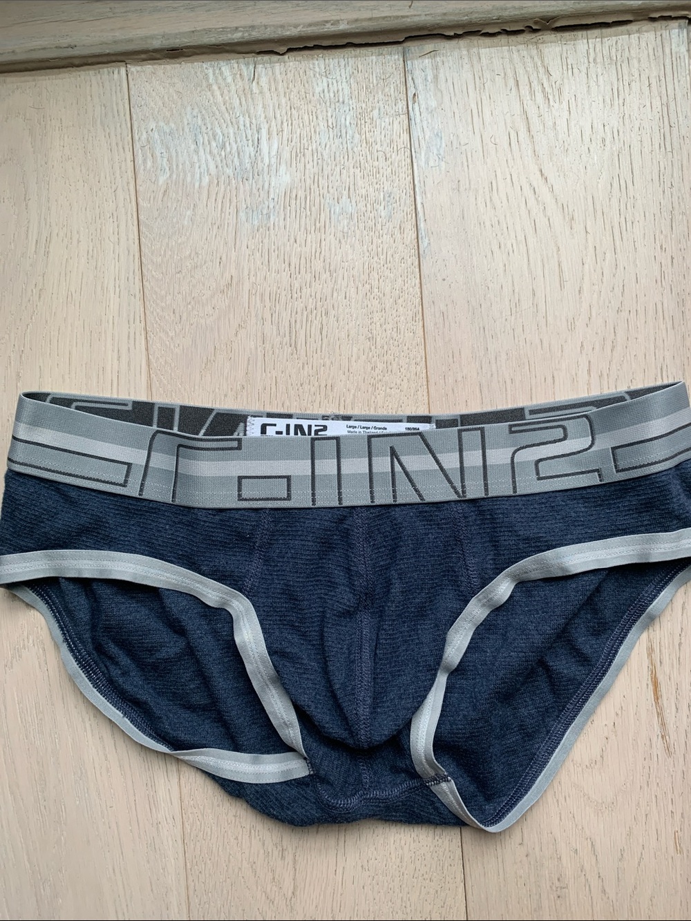 2xist Dark Blue Briefs with Light Gray Waistband and Trim